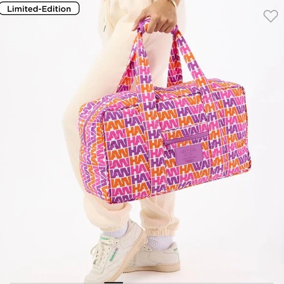 ALOHA Collection x Hawaiian Airlines Pink Orange Travel Bag Geometric Pattern - Picture 5 of 7